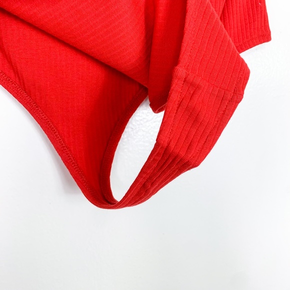 BP Red Ribbed Strapless Bodysuit - Picture 3 of 6